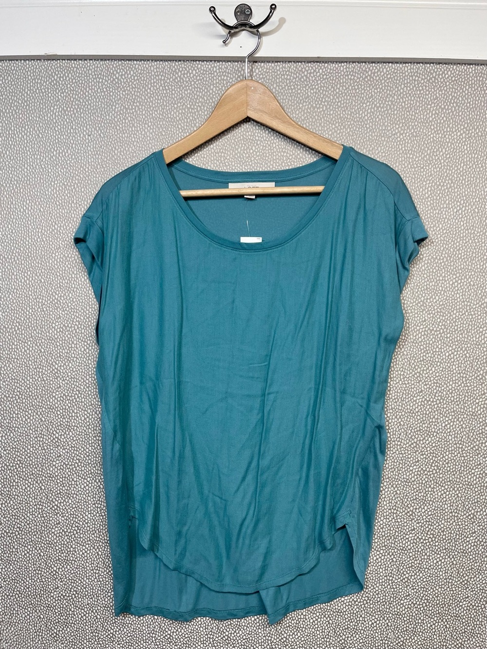 🆕 XS Ann Taylor Loft Teal Short-Sleeve Scoop Neck Women's Top NWT